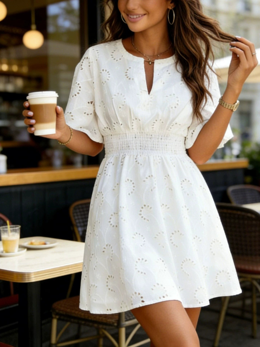 ZARA French Cutout Elegant Slimming Neckline Fashion Dress